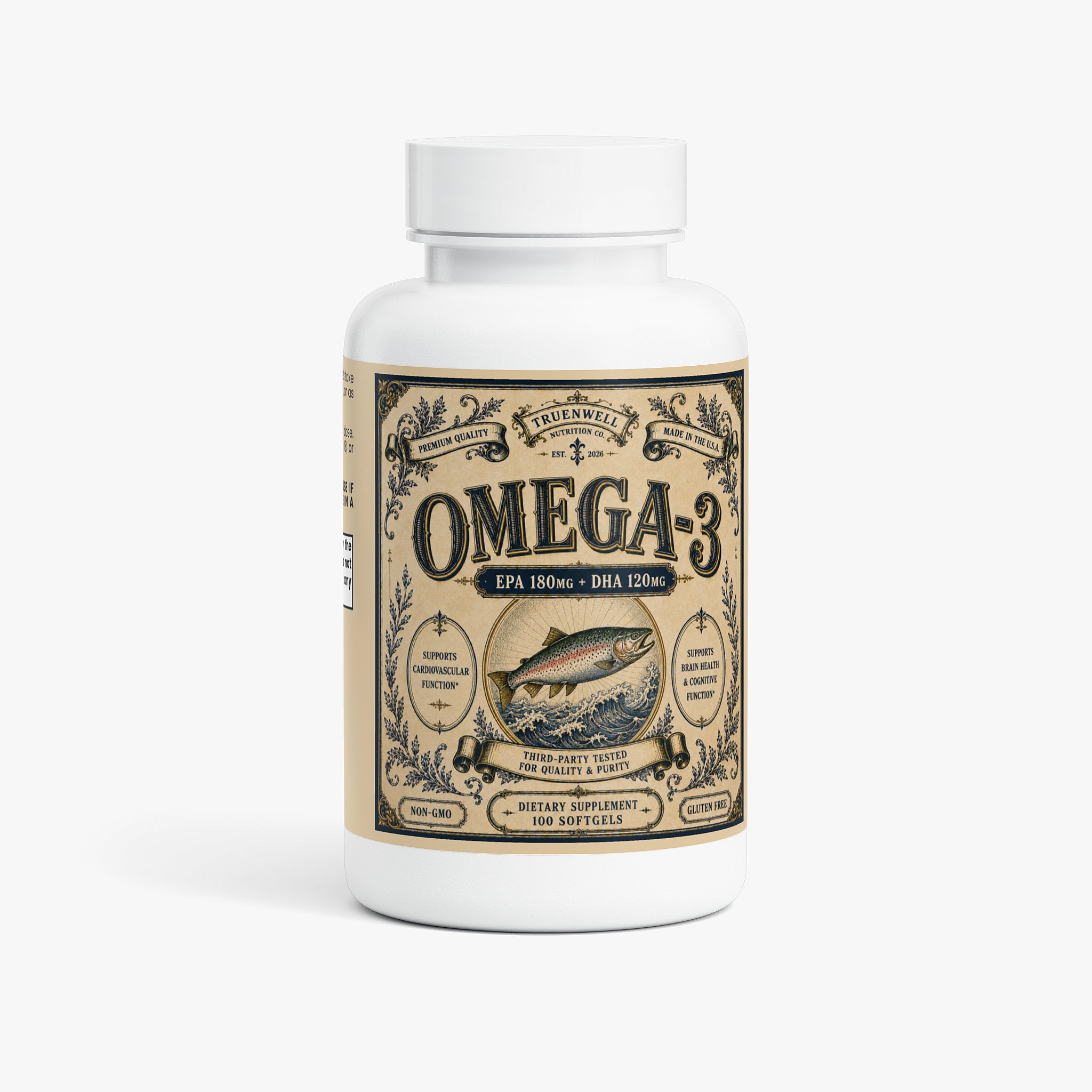 Omega-3 Fish Oil – EPA 180mg + DHA 120mg – 100 Softgels