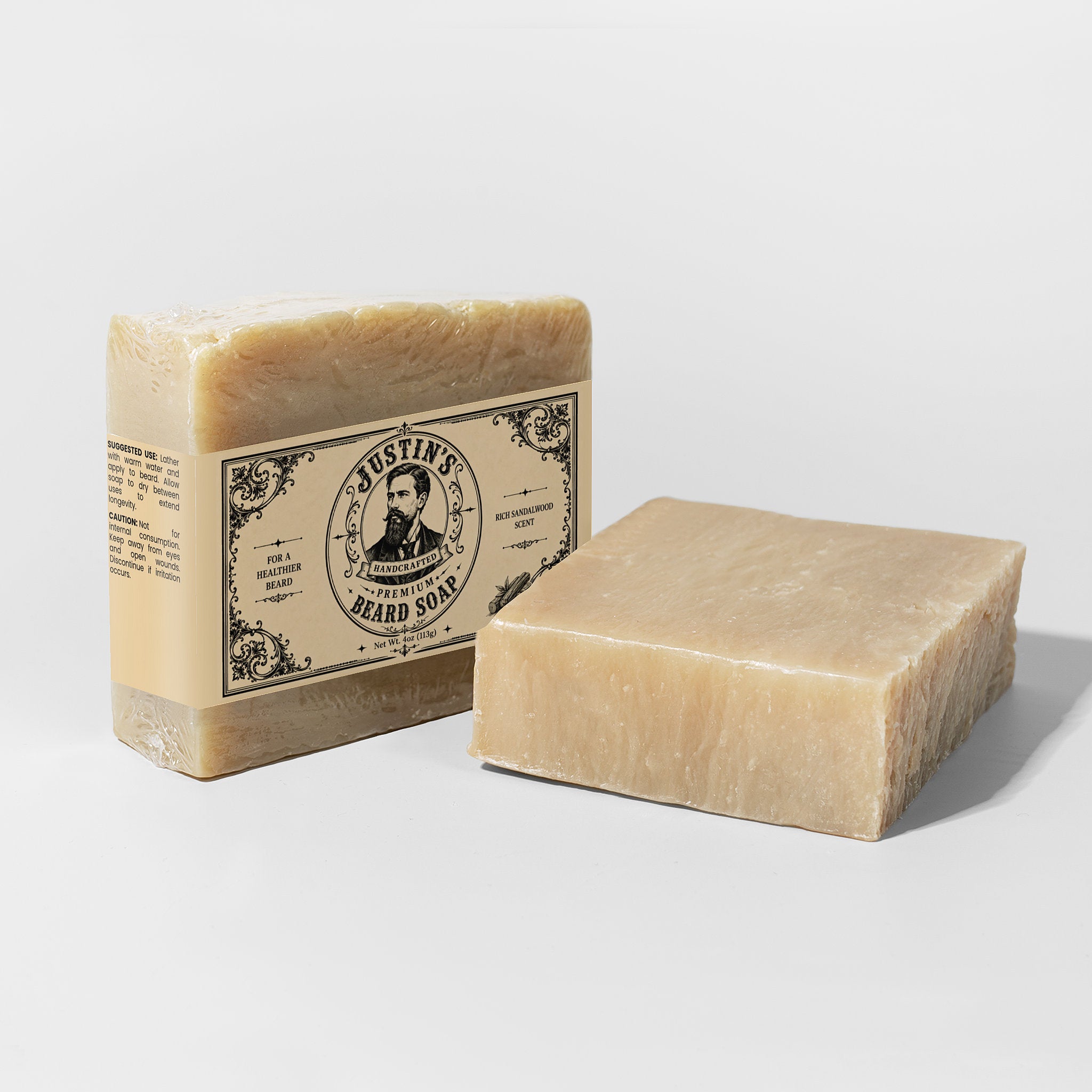 Natural handcrafted beard soap bars with rich sandalwood fragrance